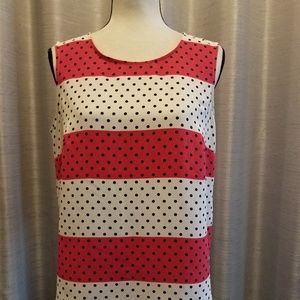 Talbots Black, White and Fuchsia Polka Dot Blouse